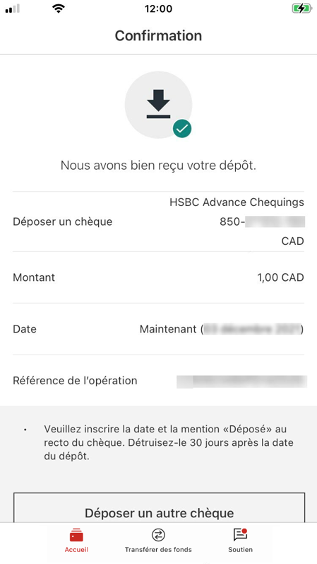Image reference on how to deposit a cheque: Take a photo of the front of the cheque.