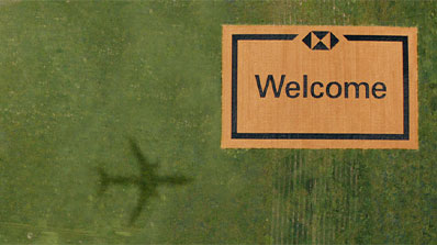 a welcome HSBC sign 